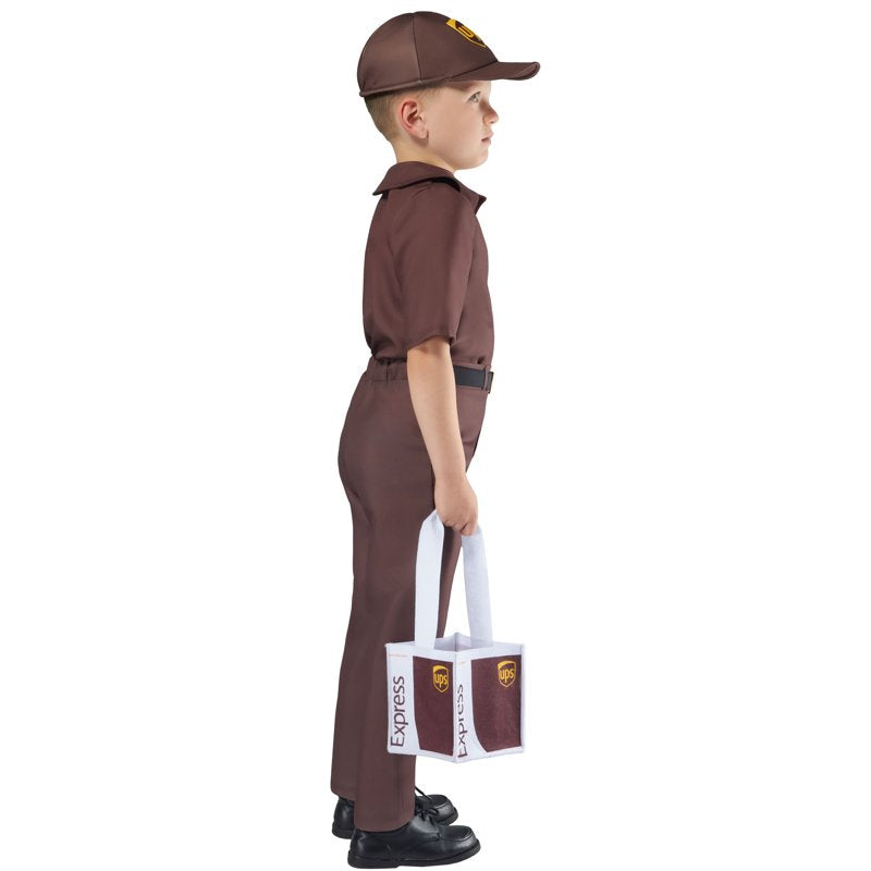 Kids UPS Delivery Driver Costume - Rubies Toddler Uniform with Cap & Tote Bag - S