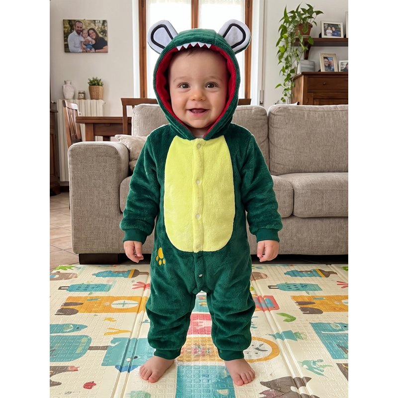 Green Crocodile Toddler Animal Costume Jumpsuit for 3-4 Years - Baby Fleece Romper