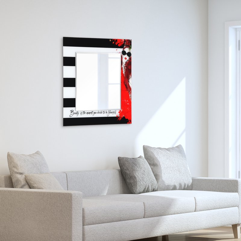 Fashion 24-Inch Square Beveled Wall Mirror with Tempered Art Glass - Variation of THIS listing