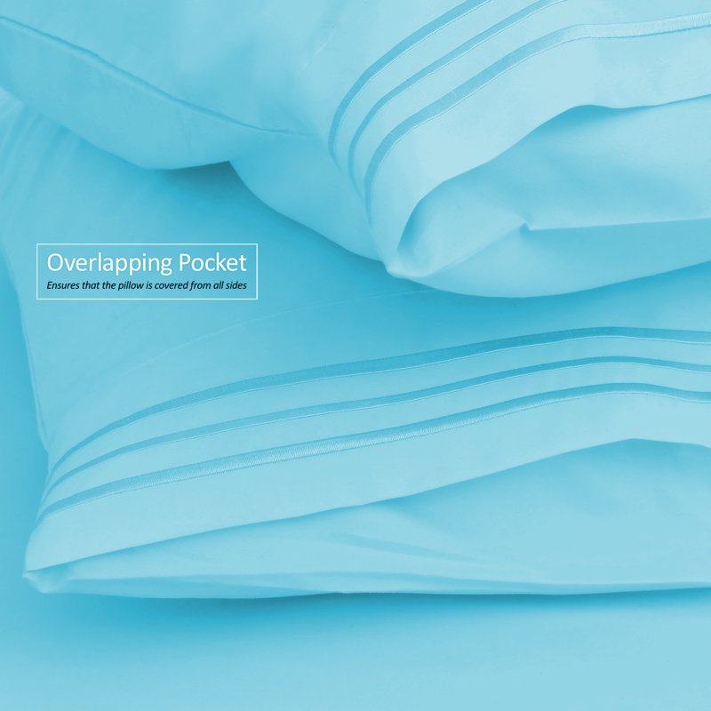 King Size Microfiber Bed Sheet Set - Beach Blue, 1800 Thread Count, Deep Pocket