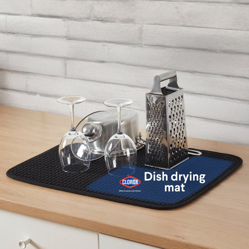 Absorbent Microfiber Dish Drying Mat - 15" x 20" Black