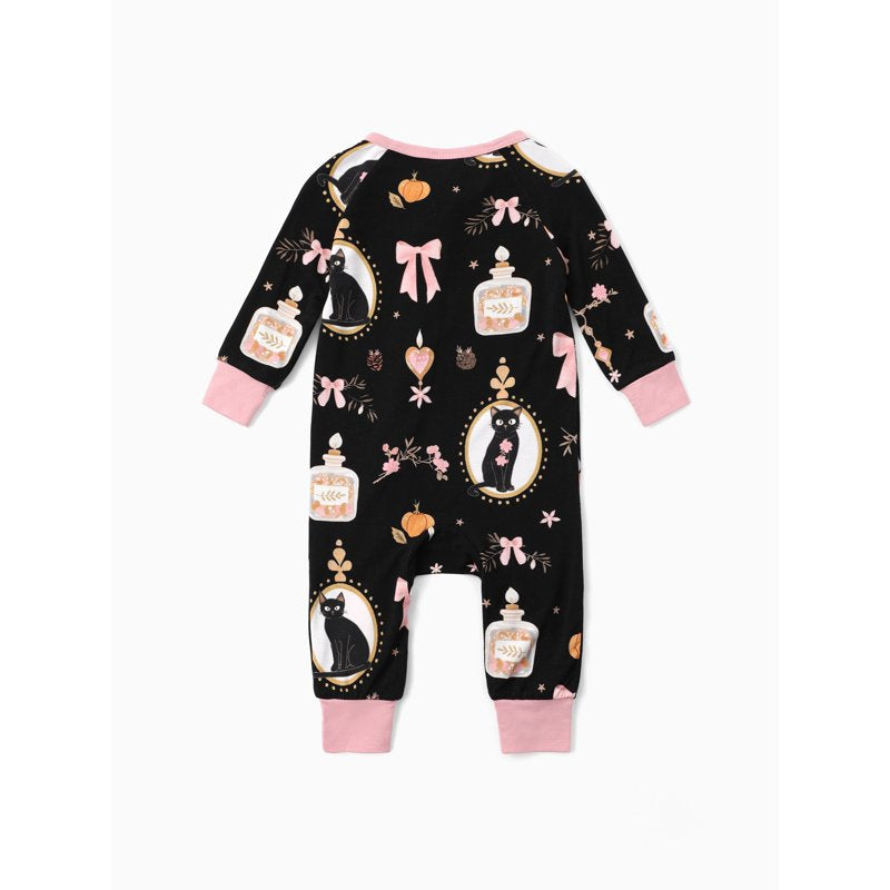 Pink Halloween Baby Girl Pajamas Set - 0-3 Months Viscose Bamboo Sleepwear