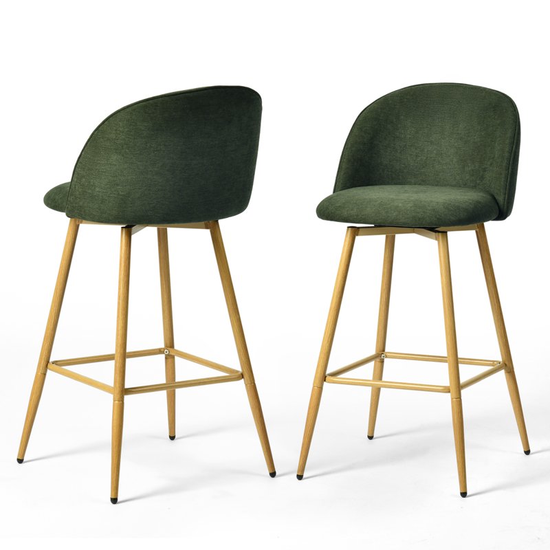 26" Swivel Counter Height Bar Stools - Set of 2, Forest Green