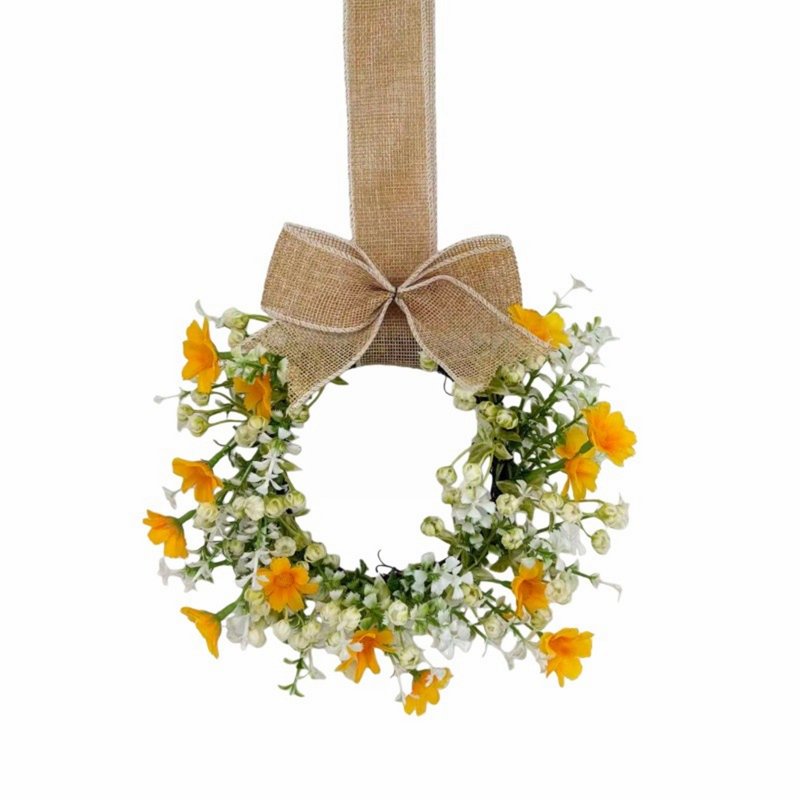 Mini Spring Wreaths for Candle Holders - Artificial Daisy Flowers, Farmhouse Porch Decor, Variation B