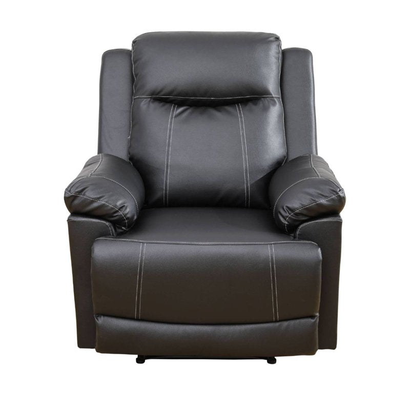 Manual Recliner Chair with Overstuffed Arms - Vegan Leather