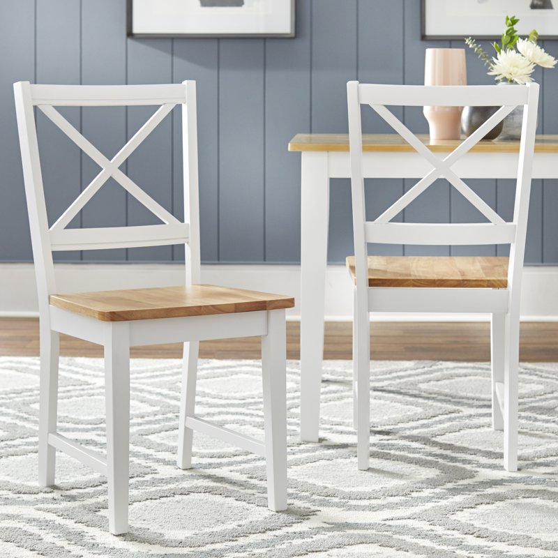 Virginia Indoor Cross-Back Dining Chair Set of 2 - White Natural