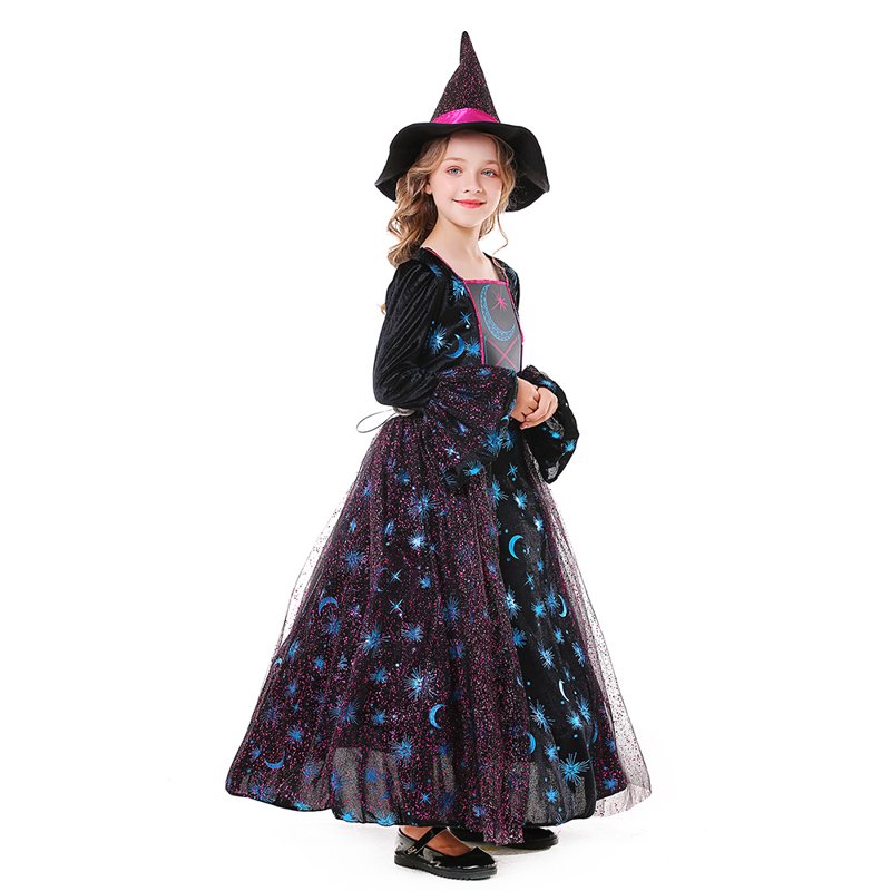 Girls Light Up Moonlight Witch Costume - Deluxe Dress & Hat, Size 8-10