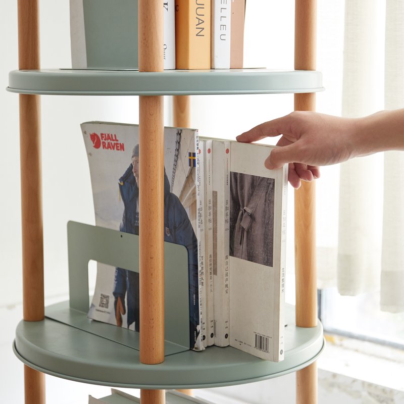 360° Rotating Bookshelf - Solid Wood 4-Tier Storage Rack
