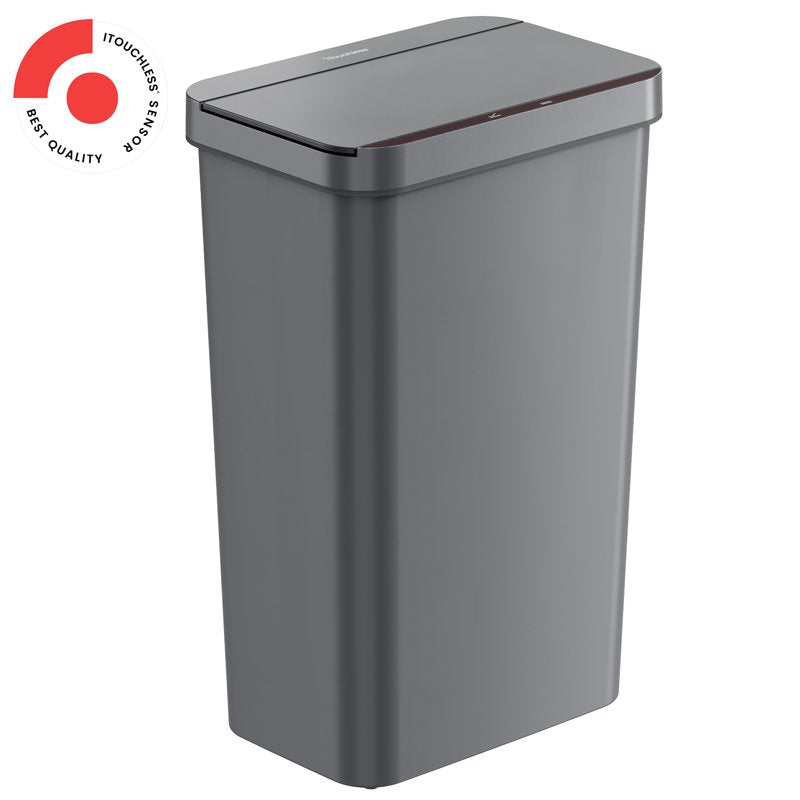 13.2 Gallon Touchless Gray Plastic Sensor Trash Can - Slim Bin