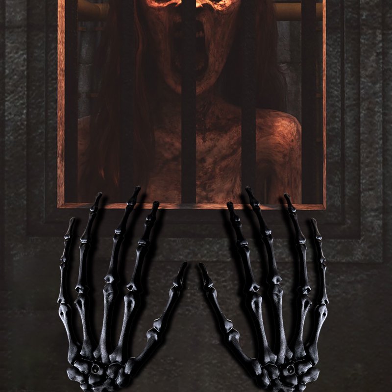 Halloween Skeleton Hand Props - Realistic Life Size Skeleton Claws for Ghost Festival & Party Decoration (Right & Left) - Variation D