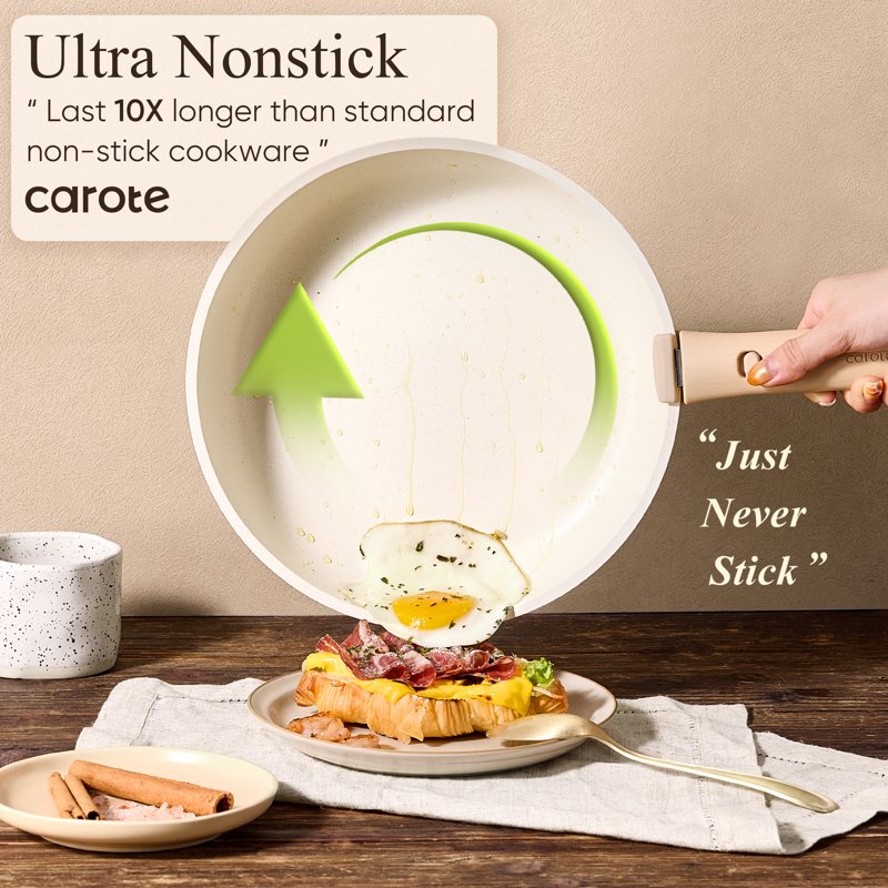 21-Piece Nonstick Cookware Set - Stackable White Granite