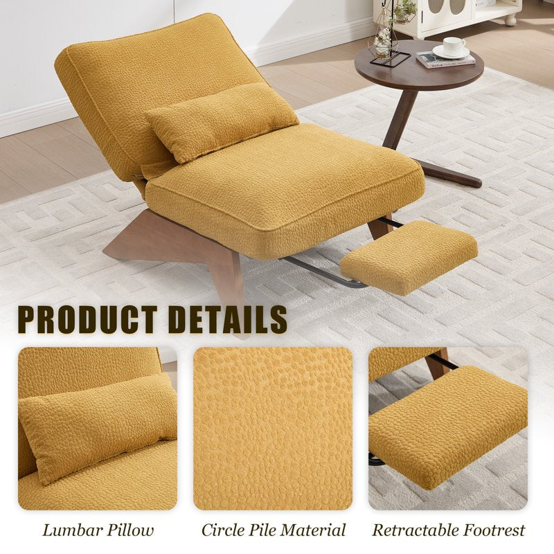 Modern Adjustable Lounge Chair with Footrest - Multiple Colors