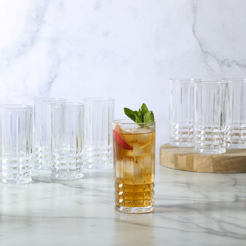 8-Piece Glass Tumbler Set - Elegant Embossed Design