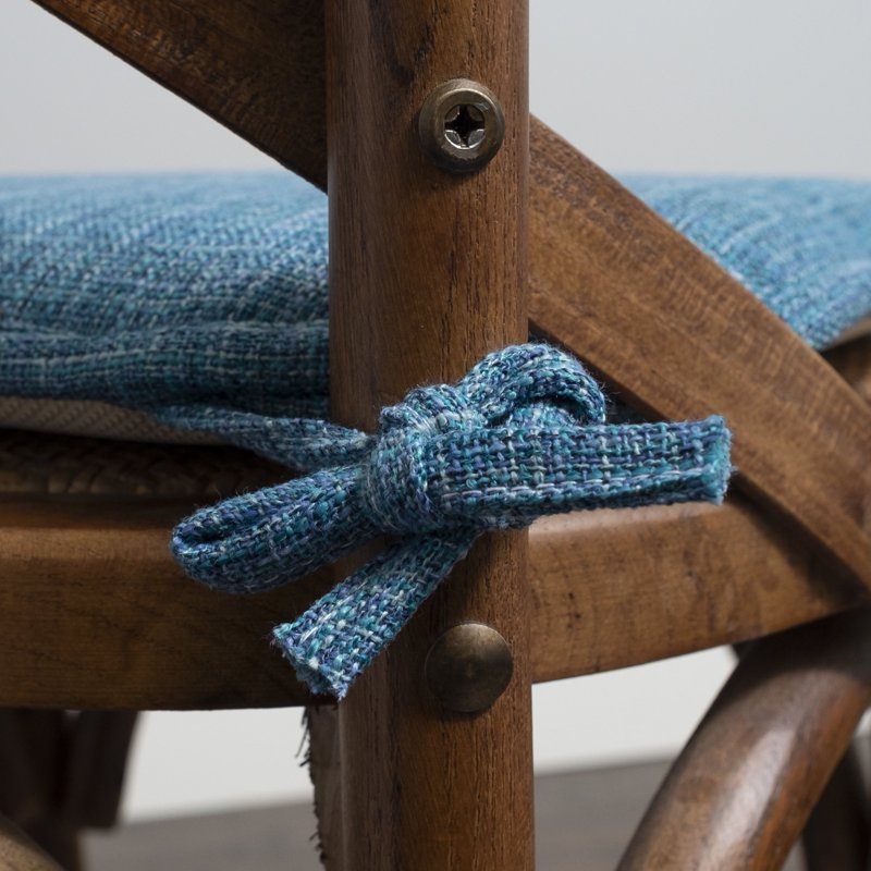 Memory Foam Non-Slip Chair Cushion Pad with Ties - 2-Pack Blue Multi