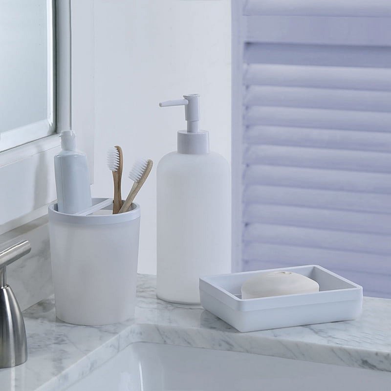 White Plastic Toothbrush Holder - Single, Frosted Bath Organizer