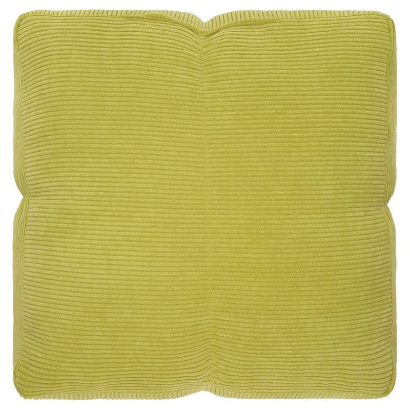 Green Silk Floor Cushion - Ribbed Corduroy Decorative Pillow 20x20x6 Inches