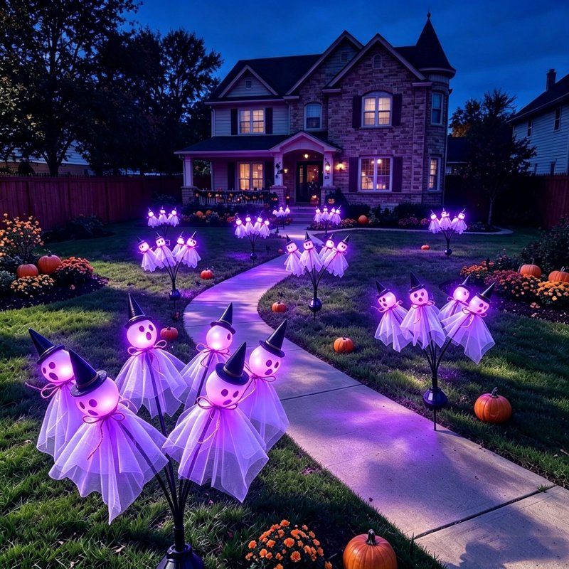 Solar Ghost Branch Yard Stake Lights - Purple LED Halloween Outdoor Decor - Variation 1#I