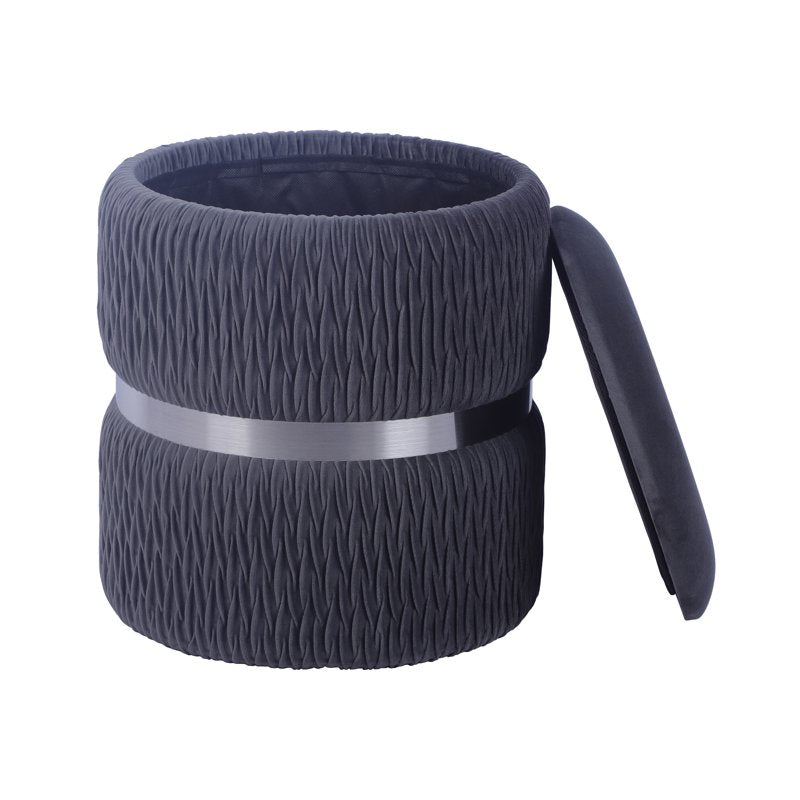Modern Velvet Round Ottoman with Storage - Multiple Colors