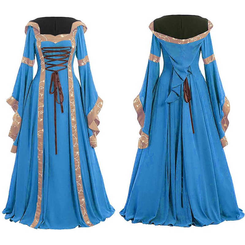 Women’s Renaissance Gothic Dress - Light Blue, Small - Medieval Costume