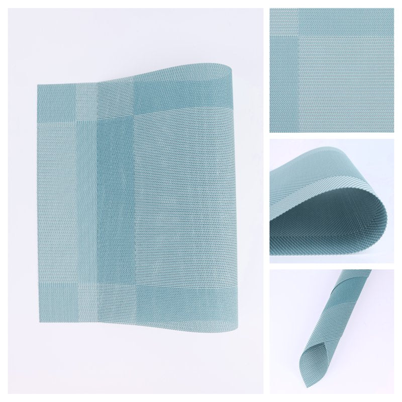 Washable Heat Resistant Table Placemats - Blue, 18x12in, Set of 8