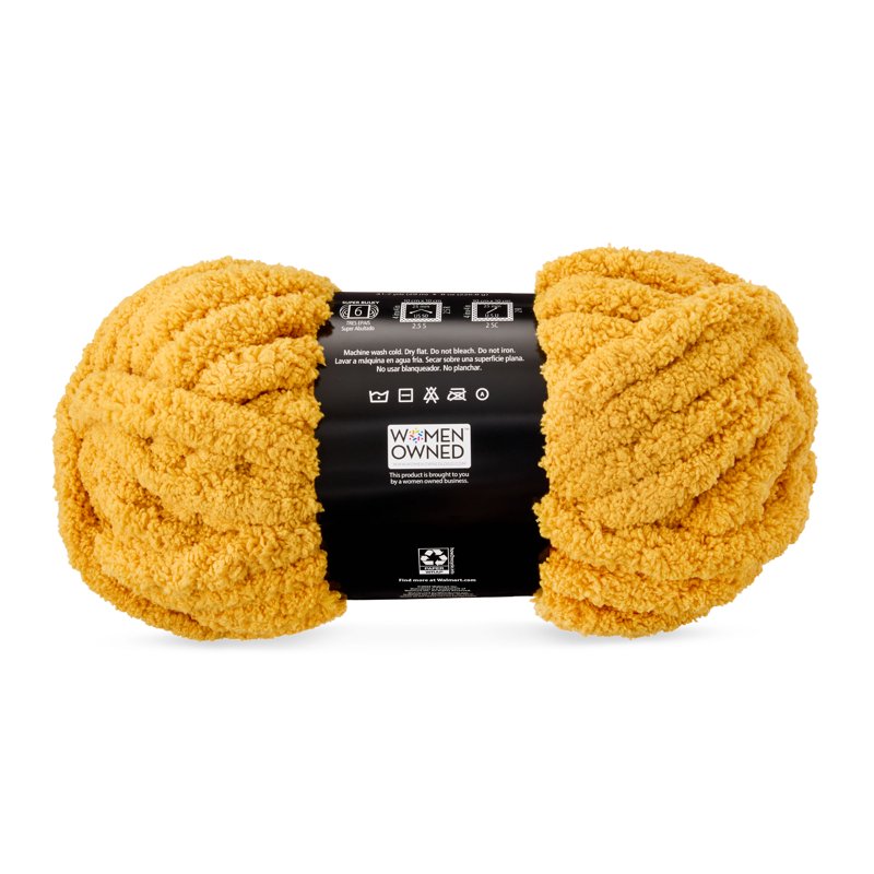 Mainstays Chunky Chenille Yarn - Mango, 31.7 Yards, Super Bulky, 100% Polyester