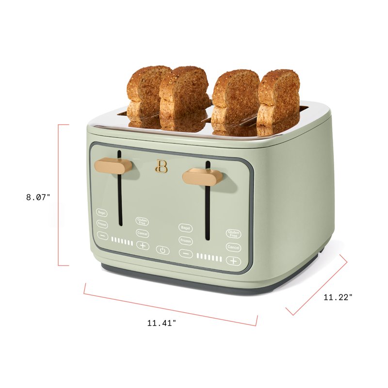 4-Slice Toaster with Touch-Activated Display - Sage Green