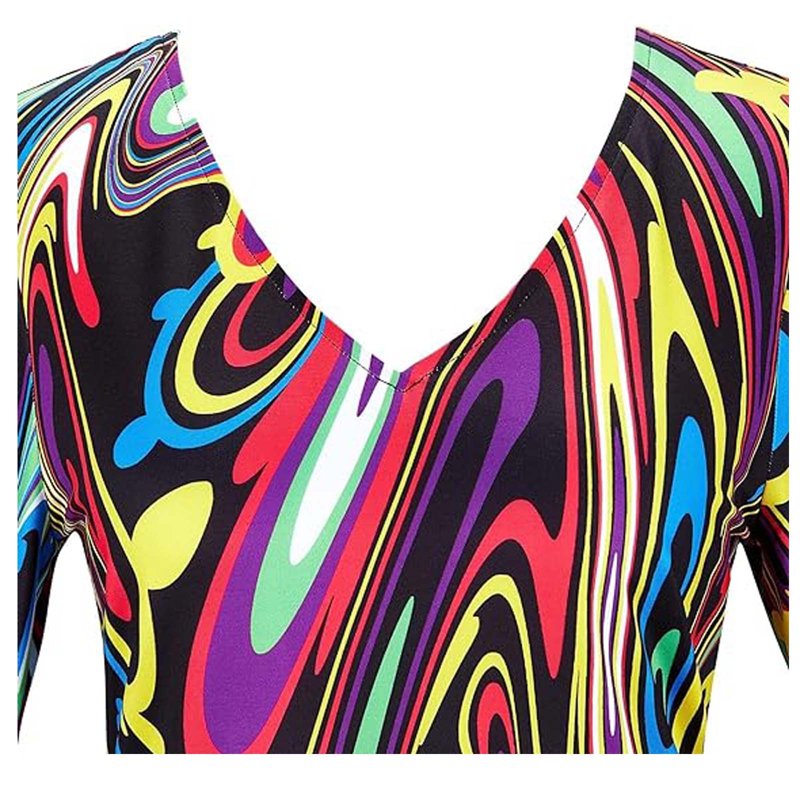 Disco 70s Hippie Costume Dress for Women Halloween Party XL - Black