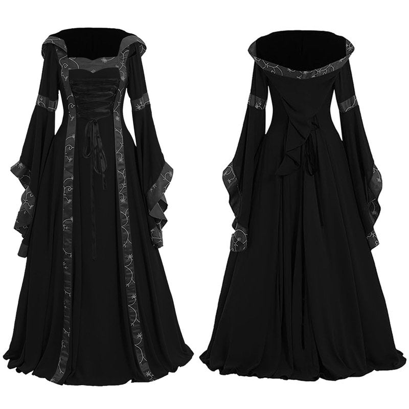 Women's Medieval Renaissance Dress Black M Costume for Festivals & Halloween