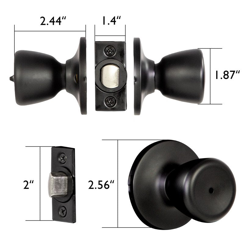 Matte Black Privacy Door Knob for Bedroom & Bathroom Doors - Variation of THIS listing 1