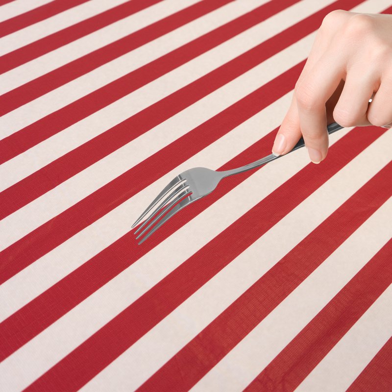 Elastic Fitted Vinyl Table Cover for 6 ft Table - White/Red Stripe, 8 Pack