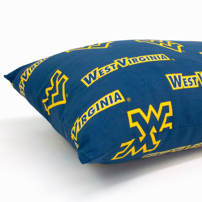 West Virginia Mountaineers King Pillowcase Pair - 20x40 Inches, Team Colors