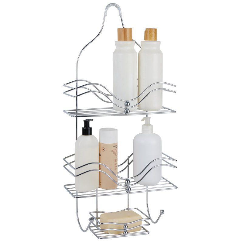 Bath Bliss Ocean Design Chrome Shower Caddy - 2 Shelf Bathroom Organizer
