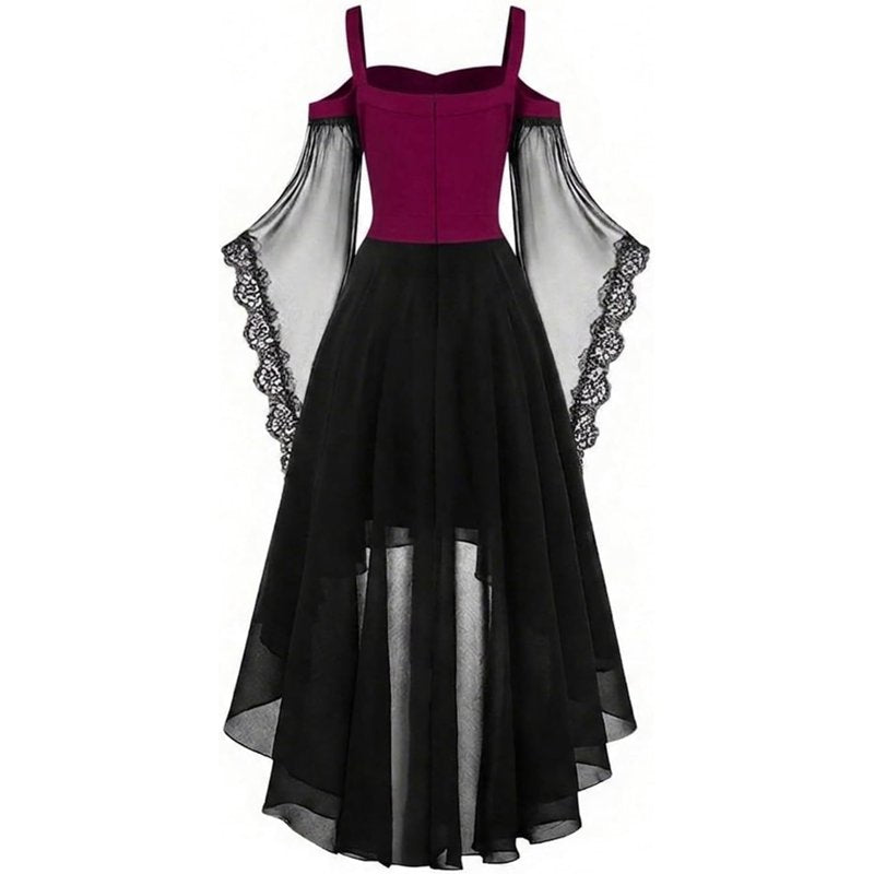 Women's Gothic Witch Dress with Butterfly Sleeves - Red, Small Halloween Costume