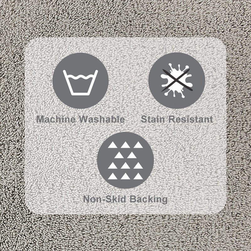 Mainstays Recycled Polyester Bath Rug Set - Soft Silver, 3 Pieces, Non-Slip, 20x34 Inches