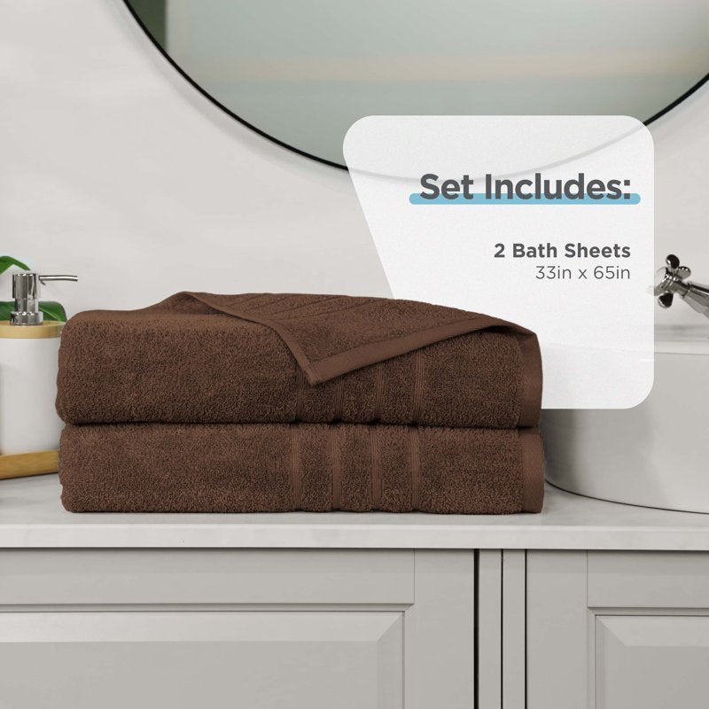 Martex 2-Pack Oversized Cotton Bath Sheets - Chocolate, 33x65 Inches