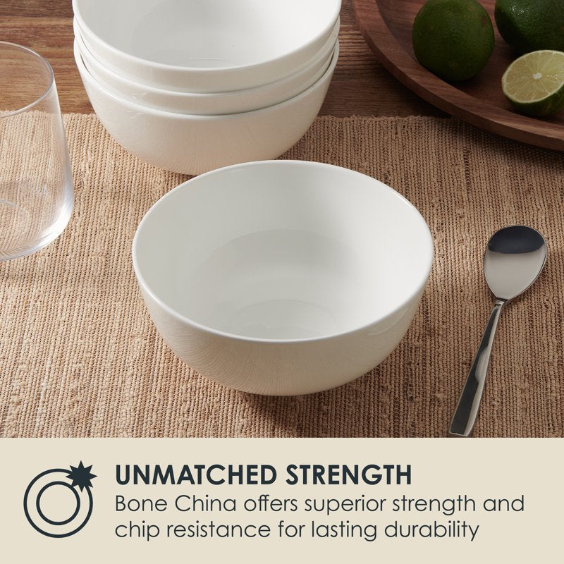 Bone China Soup & Cereal Bowls Set - 6 Inch, 4 Count
