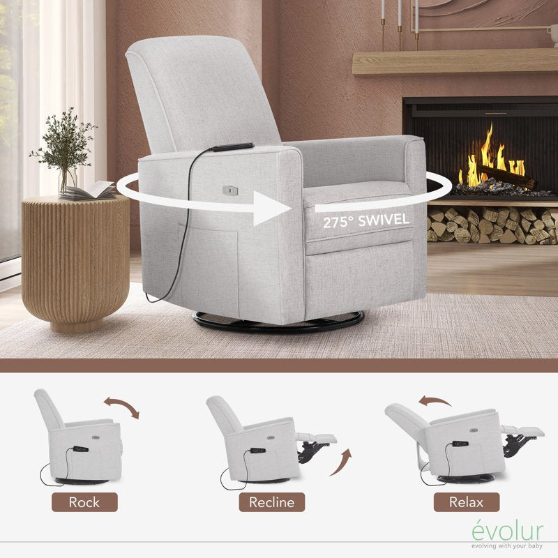 Deluxe Upholstered Glider Recliner with Massager & USB Port