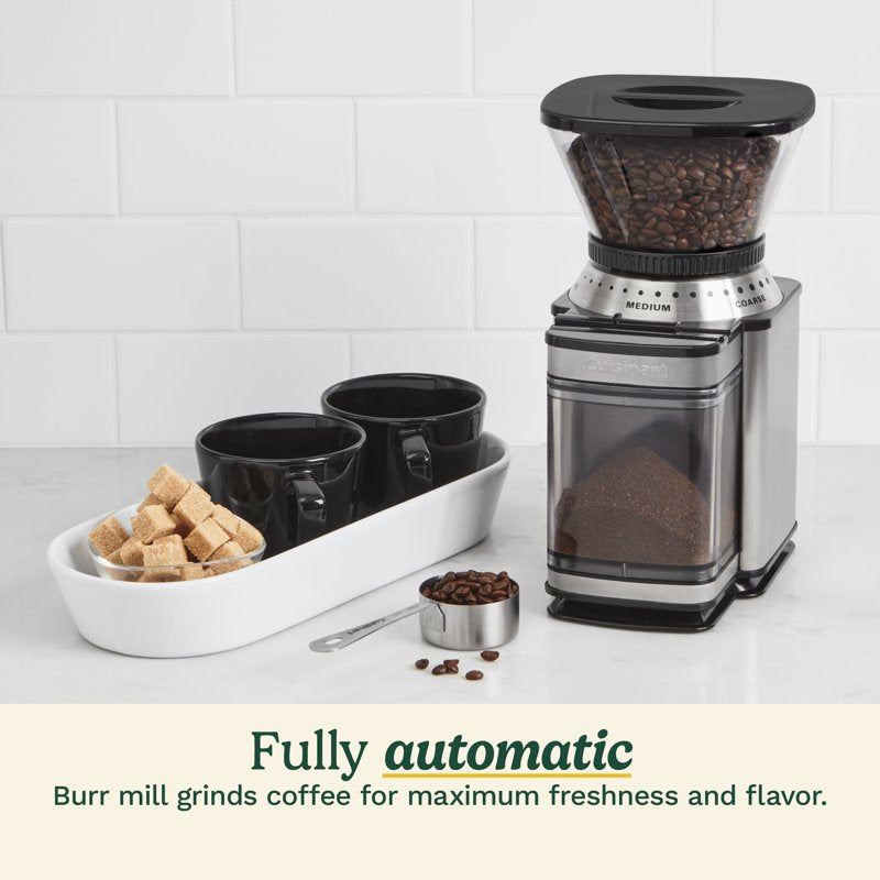 Electric Burr Coffee Grinder with 32-Cup Capacity - Stainless Steel