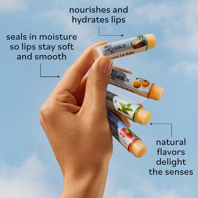 Organic Beeswax Lip Balm Set - Moisturizing Flavored Lip Care, 4 Pack