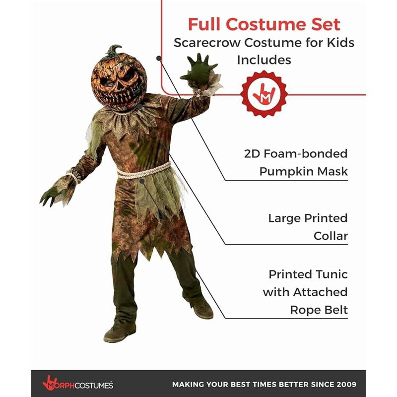 Kids Halloween Scarecrow Pumpkin Costume - Small, Brown, Variation S