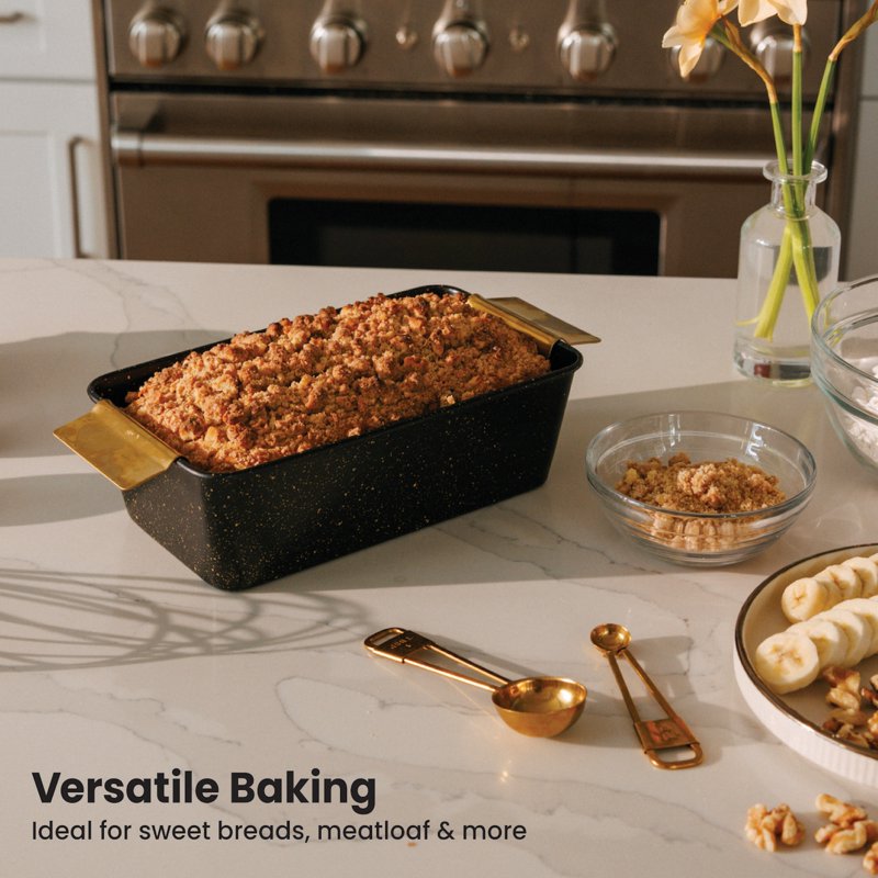 Non-Stick Loaf Pan with Gold Stainless Steel Trivet - 1