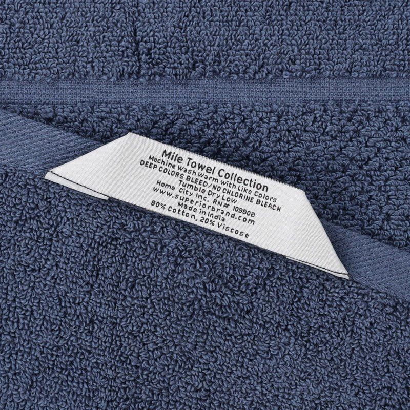 Navy Blue Face Towels Set of 12 - Soft, Absorbent Cotton & Viscose Washcloths - Spa-Like Comfort
