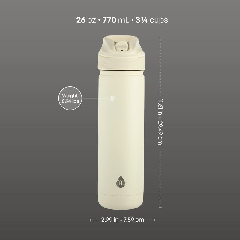 26oz Stainless Steel Ranger Water Bottle with Easy Sip Straw - Cream