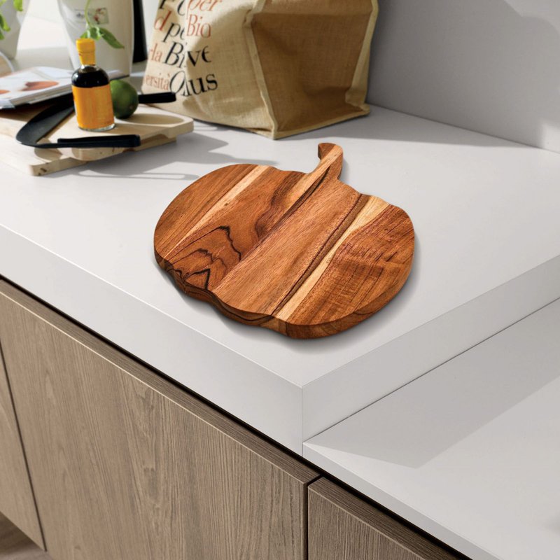 Pumpkin Shaped Wooden Serving Platter - Fall Cheese & Snack Board - Variation A
