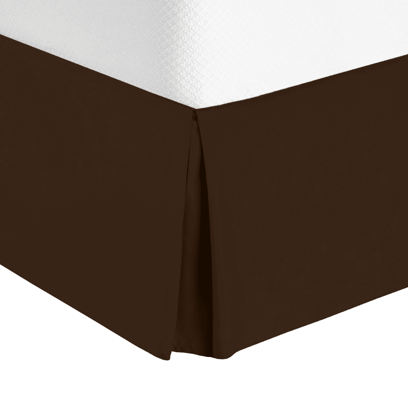 14-Inch Pleated Bed Skirt Dust Ruffle - Full XL, Chocolate Brown - Clara Clark