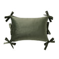 Green Velvet Bow Oblong Decorative Pillow 14x20 Home Decor Collection