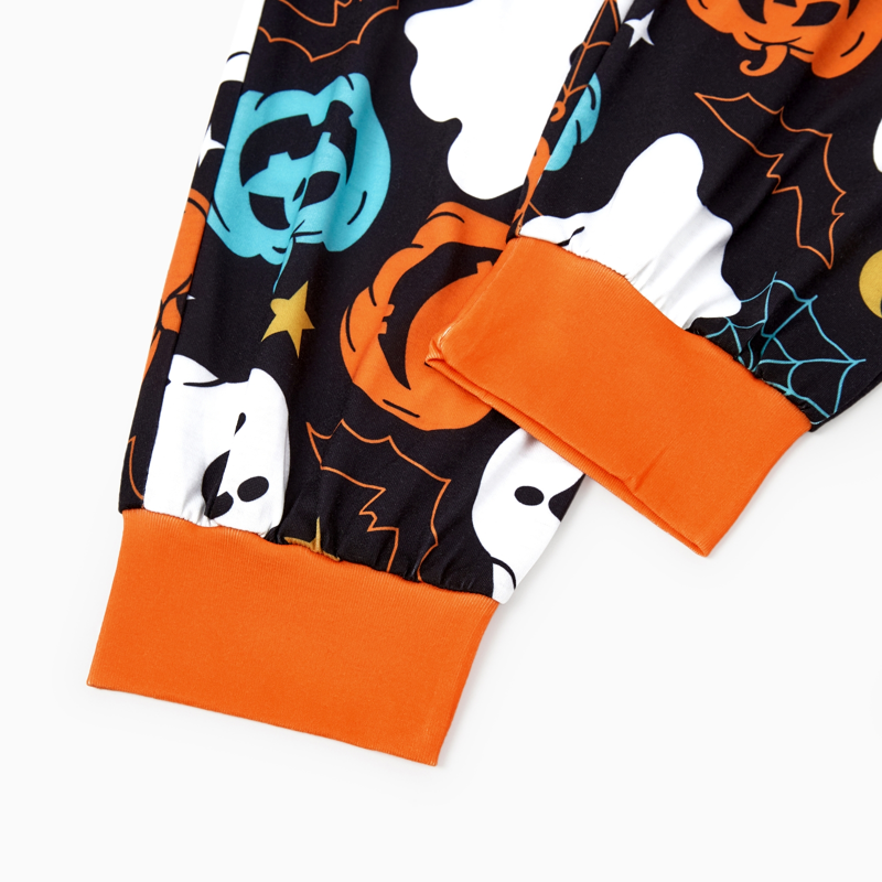 Halloween Pajamas Women Family Matching 2-Piece Ghost and Pumpkin Print Sleepwear - Black, M - Variation of THIS listing