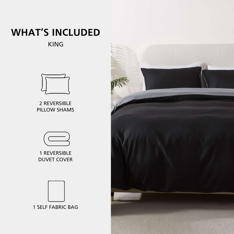 Mainstays King Duvet Cover Set All-Season Black - 3-Piece