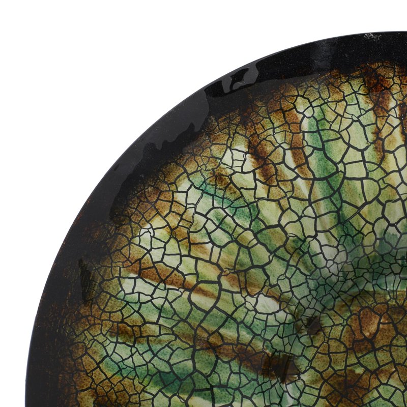 18" Round Handmade Textured Green Glass Charger Plate with Stand