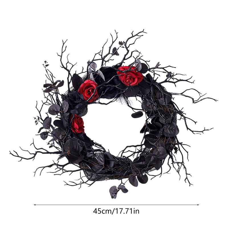 Halloween Wreath with Lights - Indoor & Outdoor Spooky Front Door Decor - Variation C
